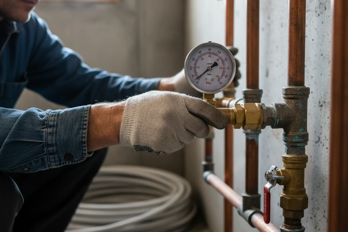 Pressure testing a repaired line during Water Line Repair in Kneeland